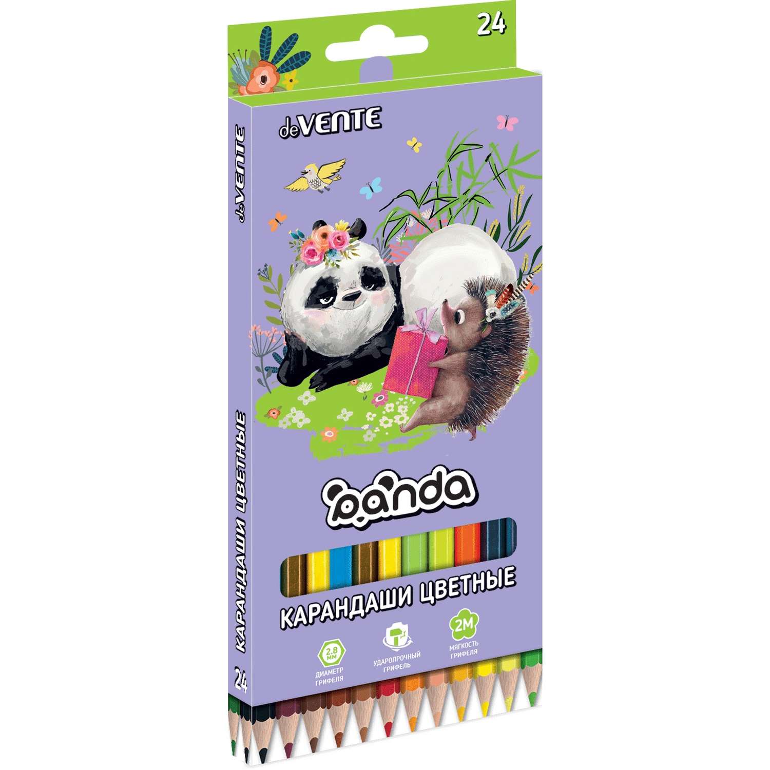 Карандаши цветные deVENTE Panda 24 цвета в картонной коробке - фото 1