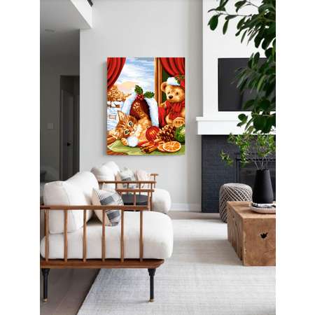 Картина по номерам Glama холст на подрамнике 40х50 см Радостный котенок