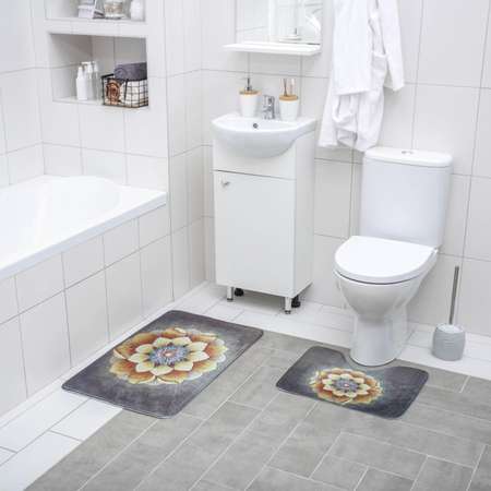 Набор ковриков Доляна для ванной и туалета «Аура» 2 шт: 50×80 50×40 см