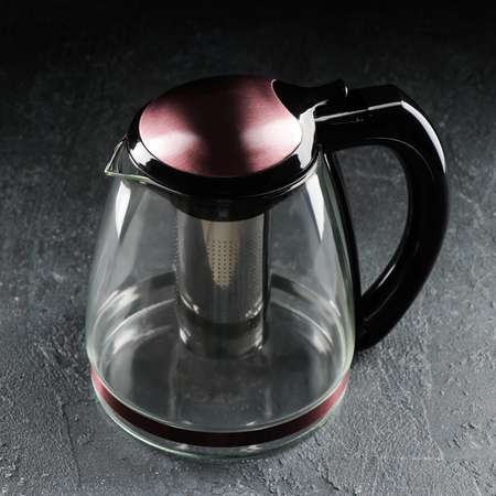 Чайник Sima-Land стеклянный заварочный «Глянец» 2 л с металлическим ситом цвета розовый