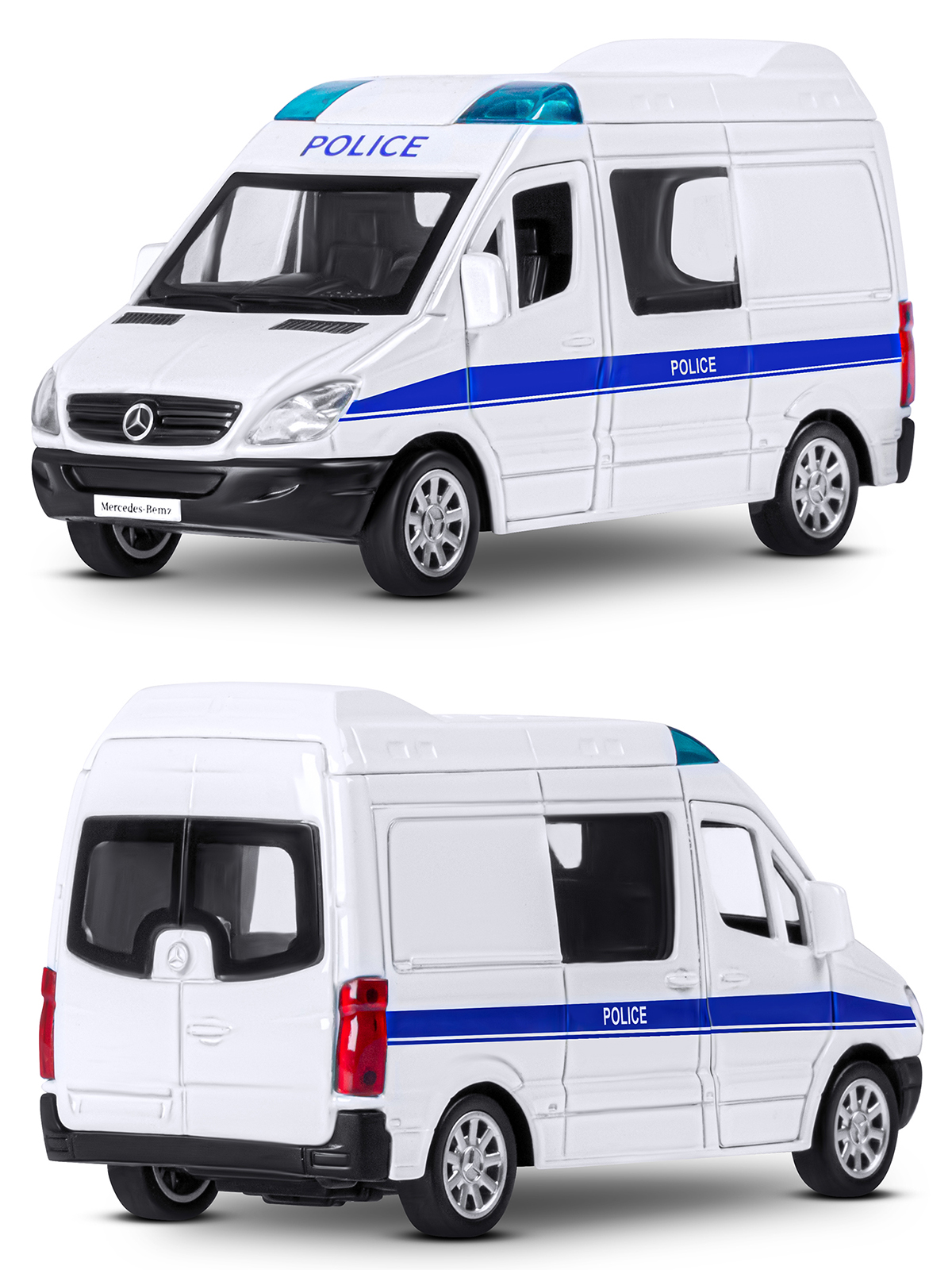 Полицейская машина АВТОпанорама Mercedes Benz Sprinter 1:53 Полиция белый JB1251634 - фото 8