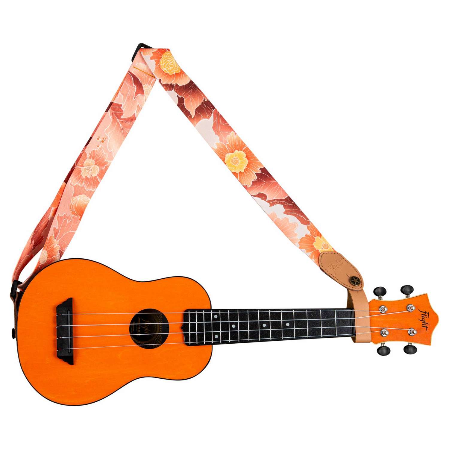 Ремень Flight S35 FLOWER для гавайской гитары укулеле материал полипропилен розовый с цветами - фото 4