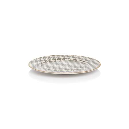 Тарелка DeNASTIA обеденная десертная «Пье-де-пуль» 19.5 см фарфор белый/мятный CE00462