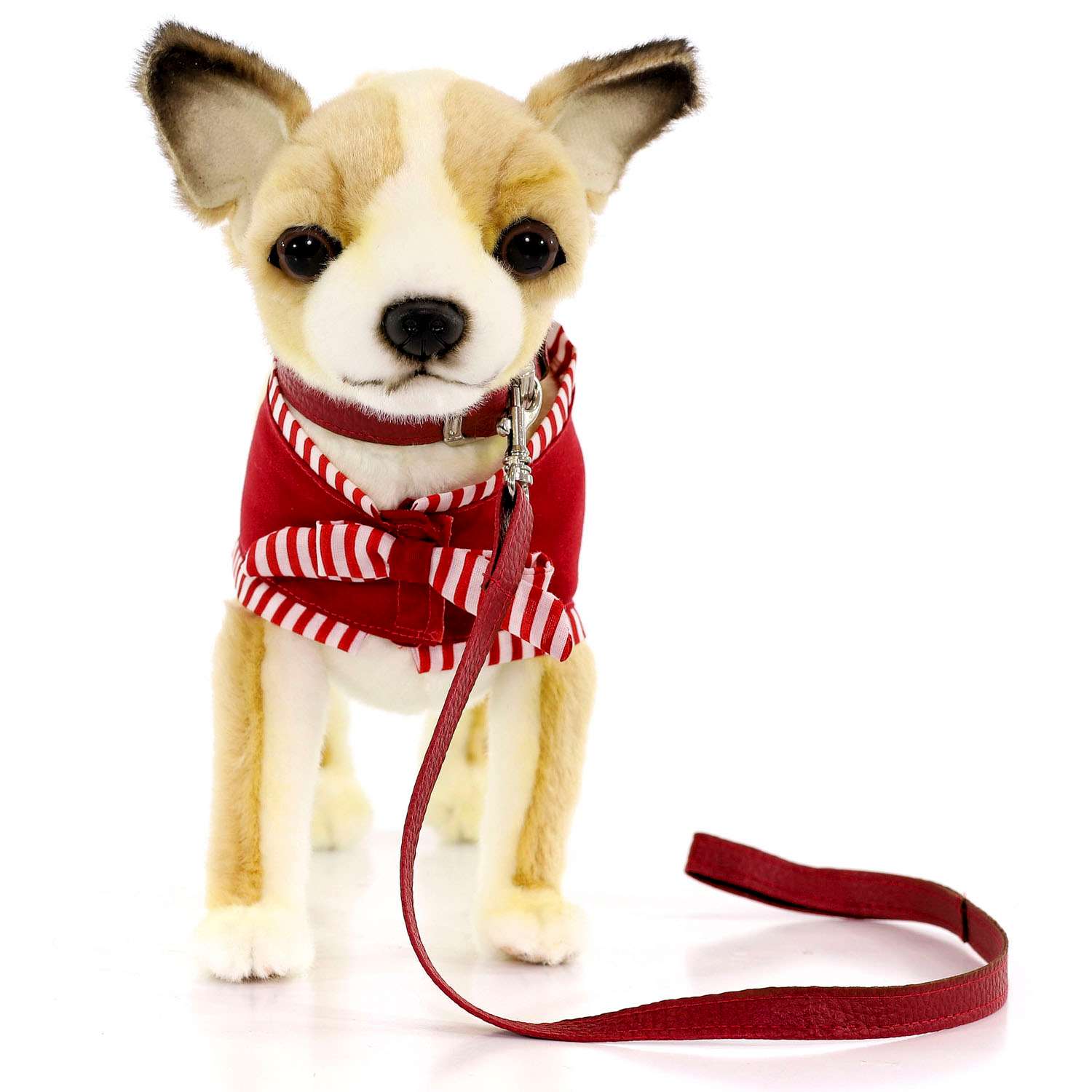 Реалистичная мягкая игрушка HANSA Собака чихуахуа в красной майке 27 см - фото 2