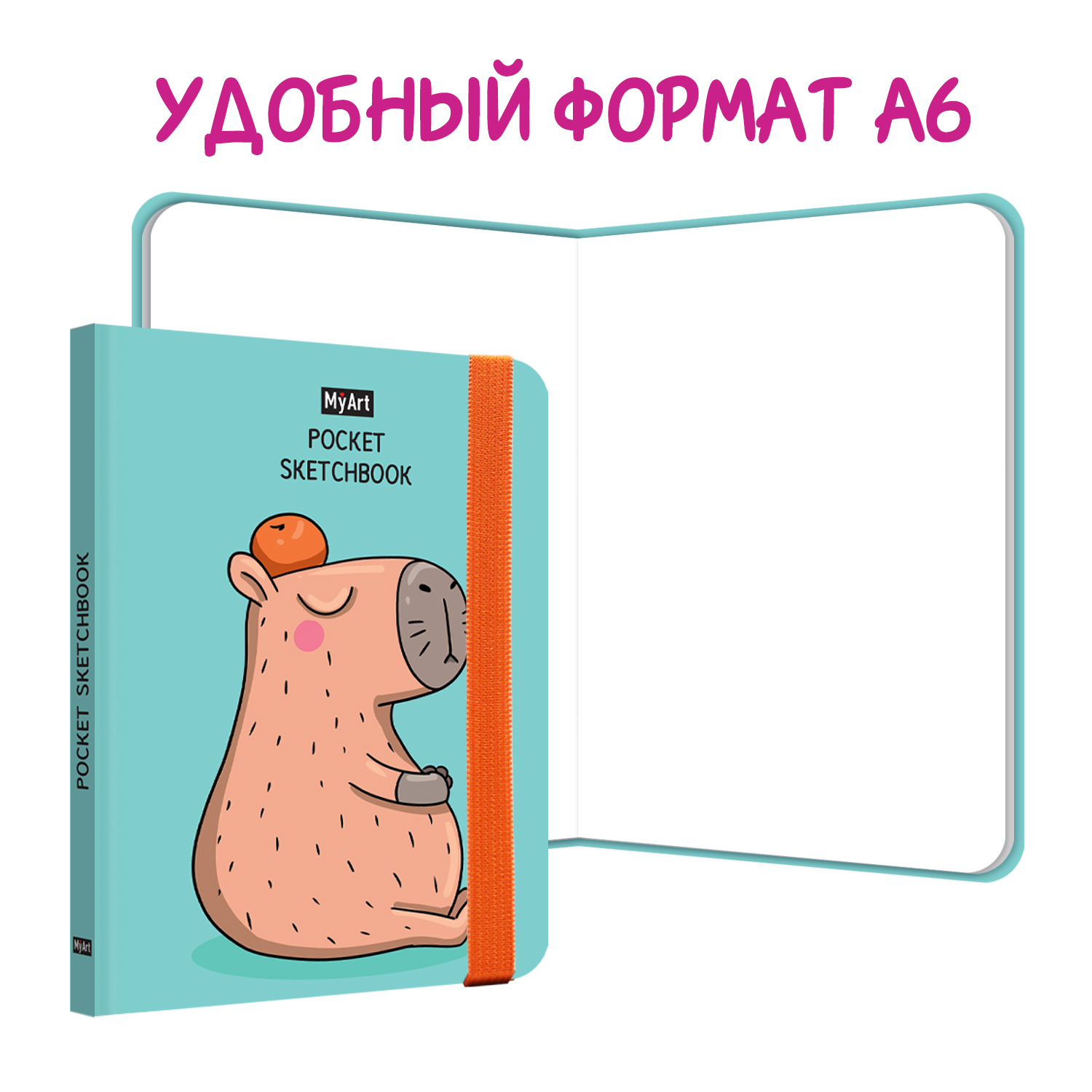 Блокнот Проф-Пресс скетчбук Pocket MyArt комплект из 3 шт по 48 л. А6. Лягушка+капибара+сиба-ину - фото 2