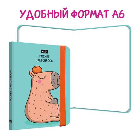 Блокнот Проф-Пресс скетчбук Pocket MyArt комплект из 3 шт по 48 л. А6. Лягушка+капибара+сиба-ину