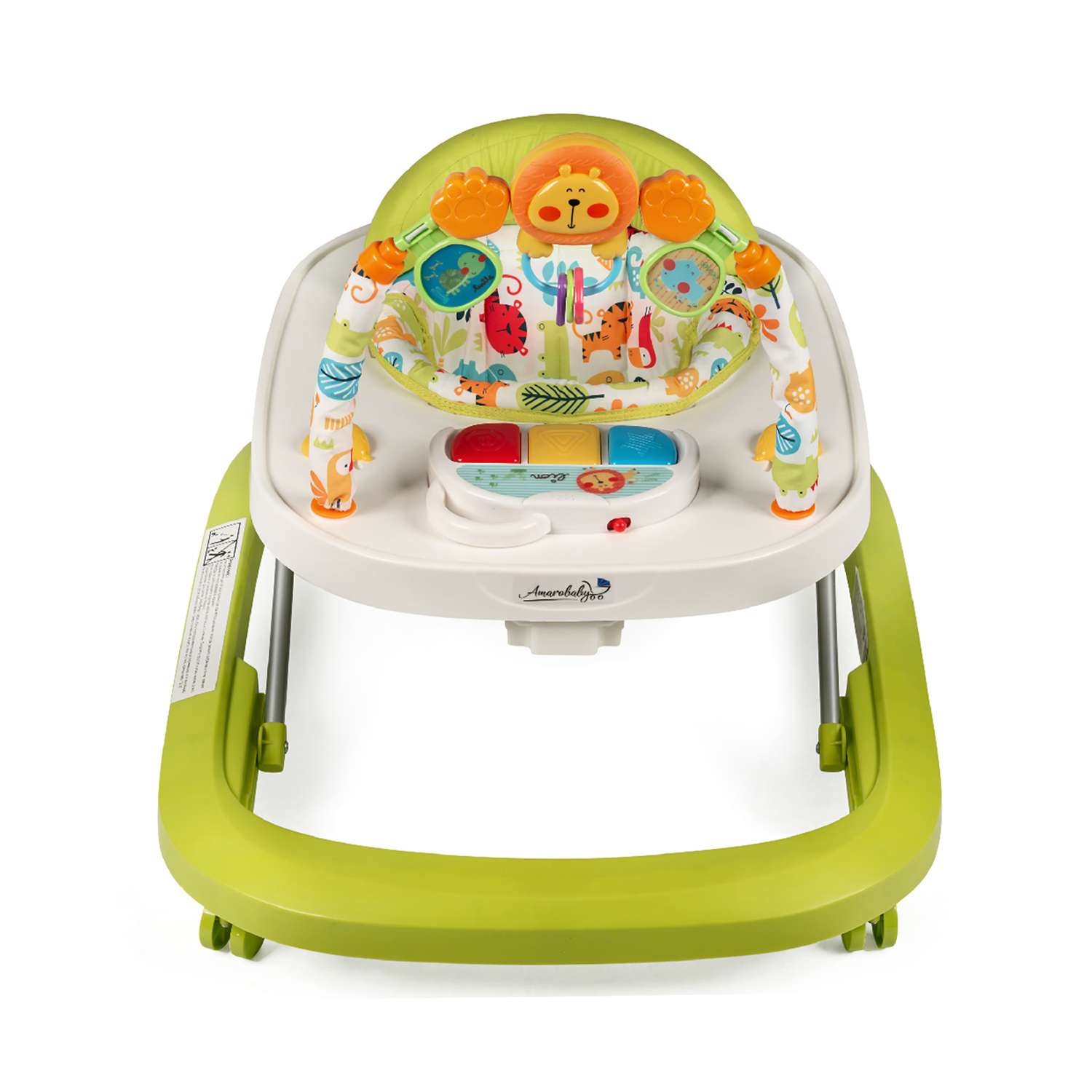 Ходунки детские AmaroBaby с электронной игровой панелью Walking Baby GREEN зеленый - фото 1