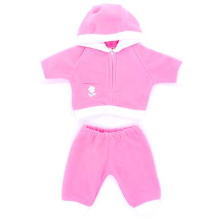 Комплект для пупса Модница 32-35 см из флиса: куртка с капюшоном и штанишки 8103 розовый