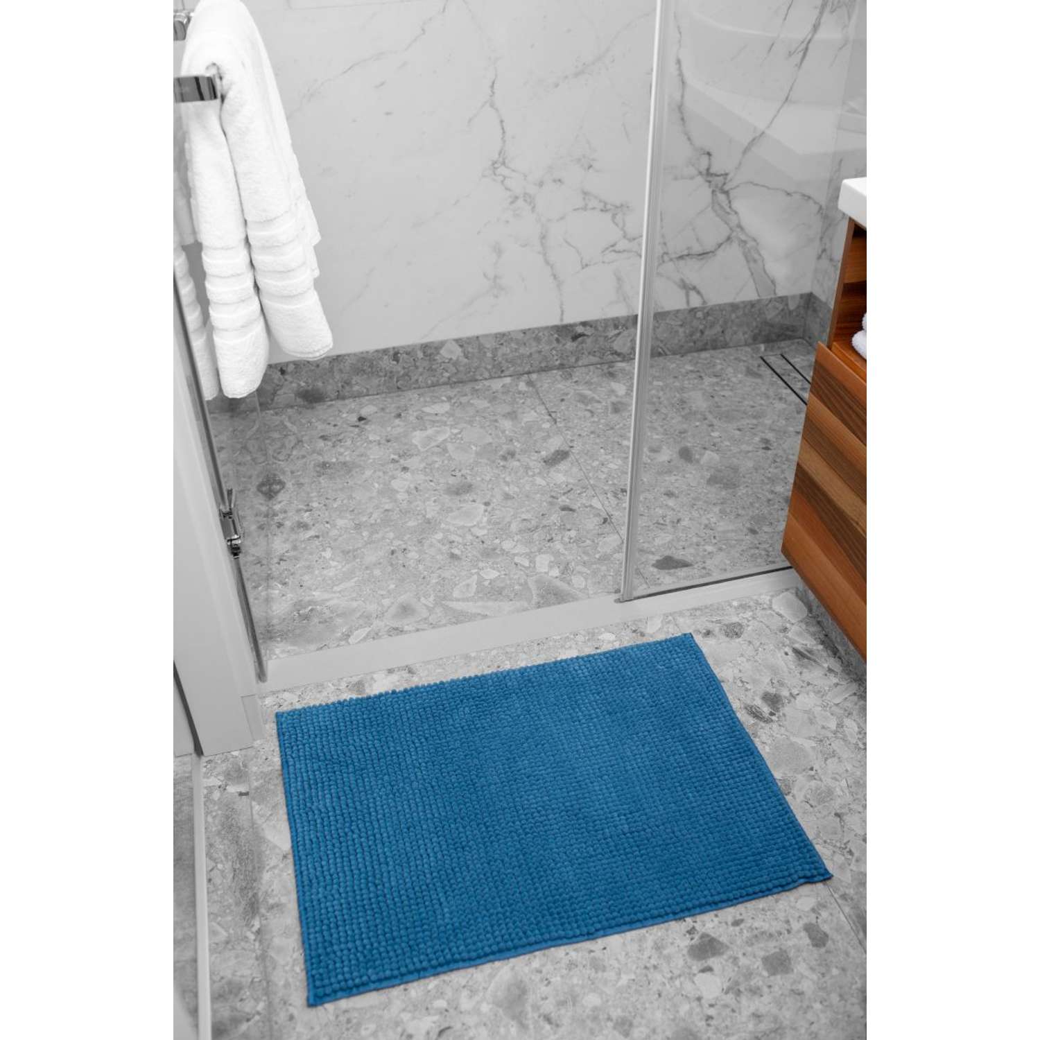 Коврик для ванной Arya Home Collection противоскользящий 50x70 Softy Голубой - фото 1