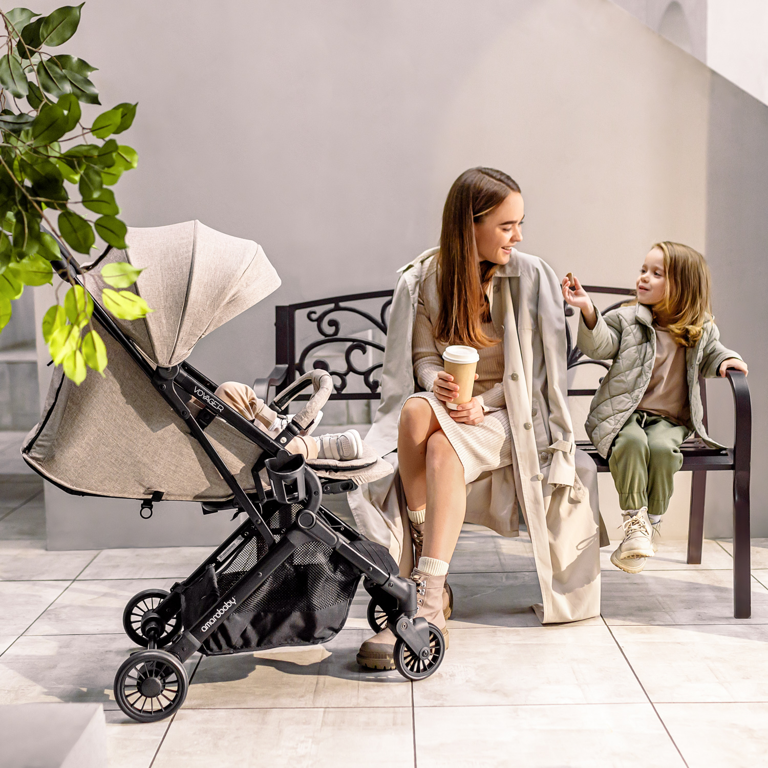 Прогулочная коляска AmaroBaby Voyager коричневый - фото 18