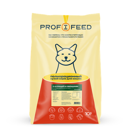 Корм для кошек Profifeed 10 кг курица (для вывода шерсти)