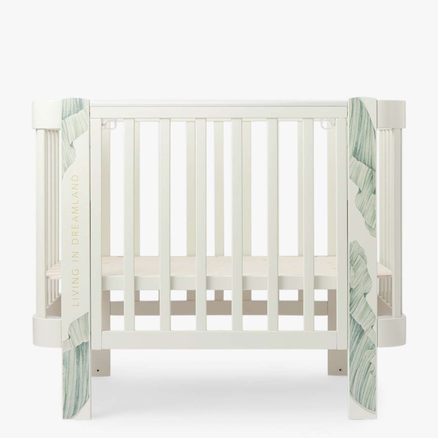 Детская кроватка Happy Baby Mommy Love прямоугольная, продольный маятник (зеленый, белый) - фото 1