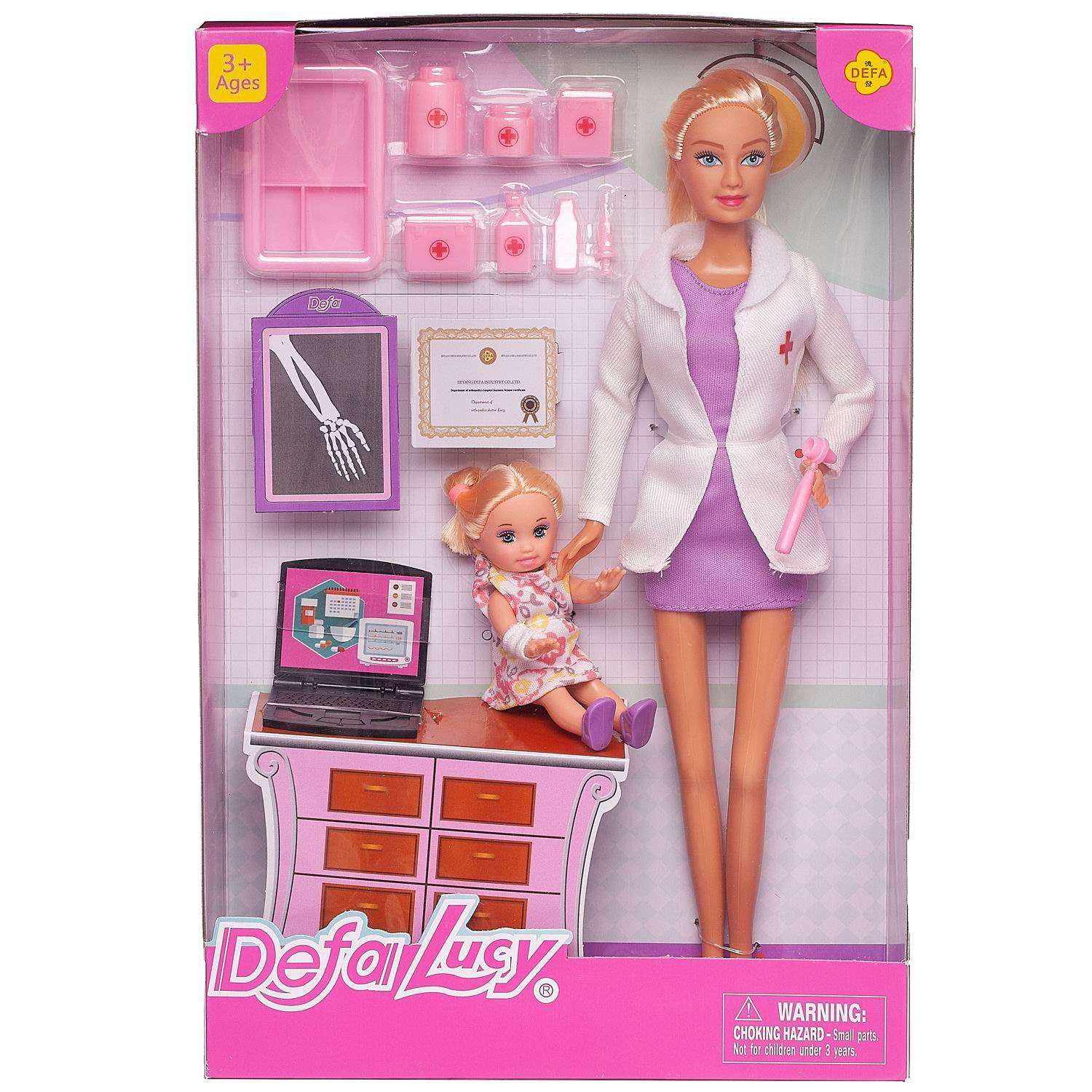 Игровой набор ABTOYS Куклы Defa Lucy Доктор и малышка 8348d/фиолетовое - фото 1