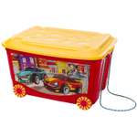 Ящик Пластишка для игрушек на колесах с аппликацией 45л Красный 431380904