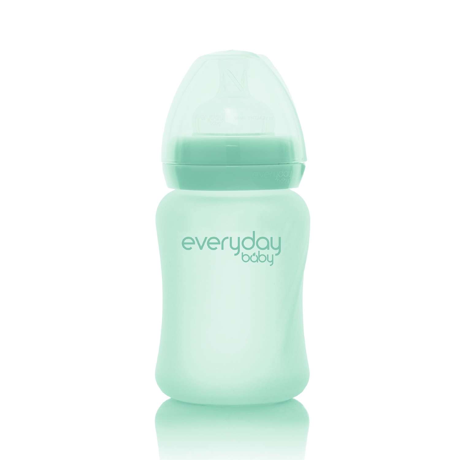 Бутылочка Everyday Baby Healthy стеклянная с защитным силиконовым покрытием 150 мл мятный - фото 1