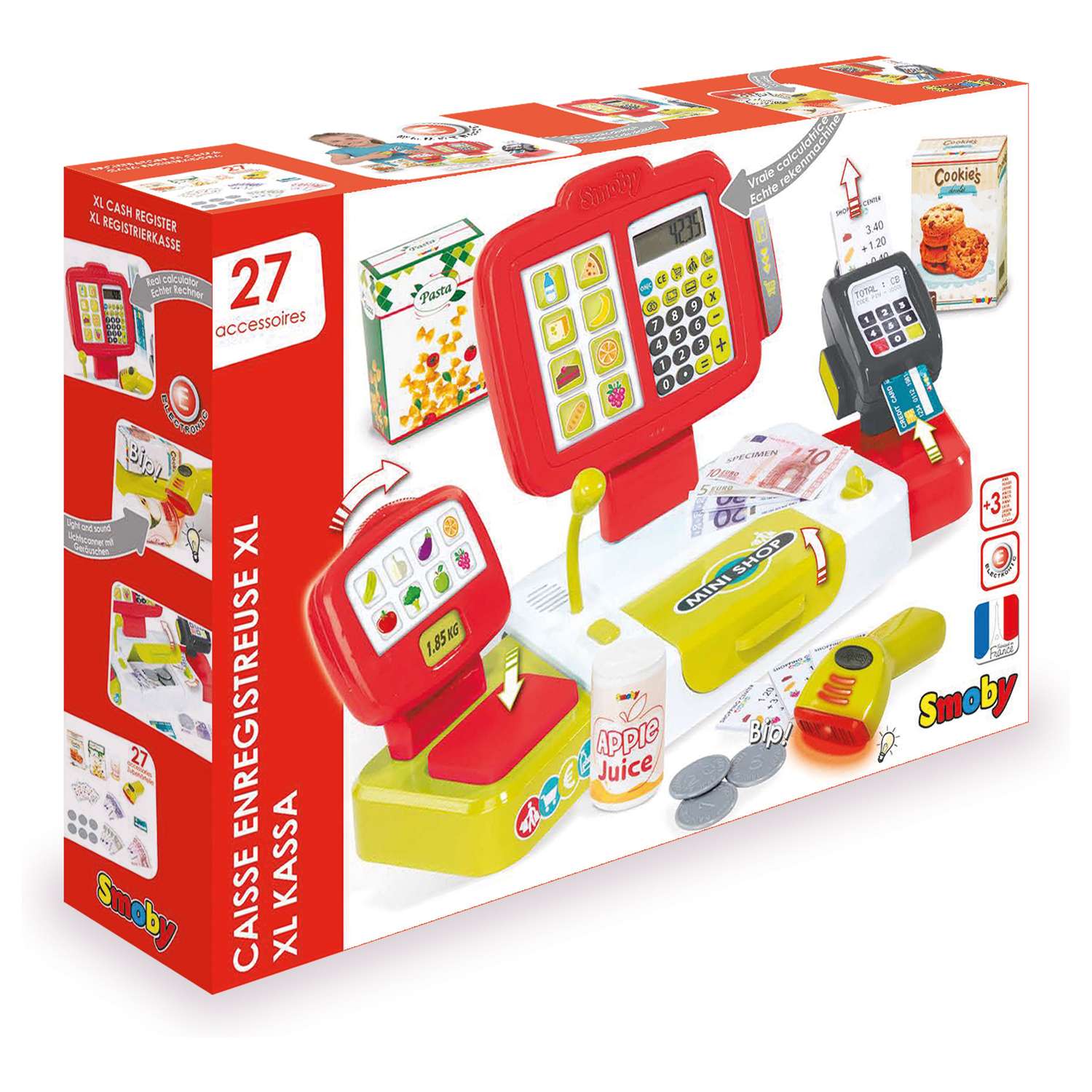 Набор игровой SMOBY детская электронная касса с весами красная 350107-МП - фото 1