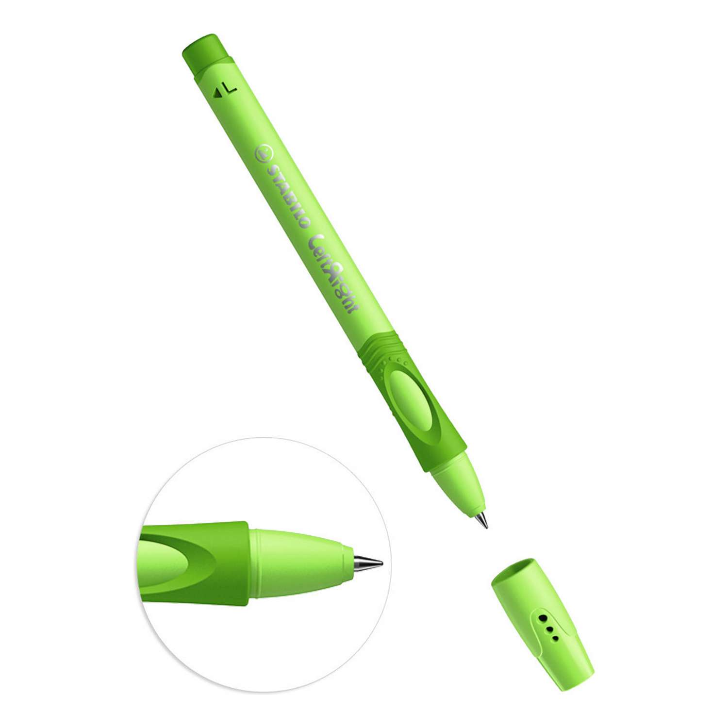 Ручка шариковая STABILO LeftRight для левшей для обучения письму F масляная синяя / корпус зеленый 6318/2-1B - фото 2