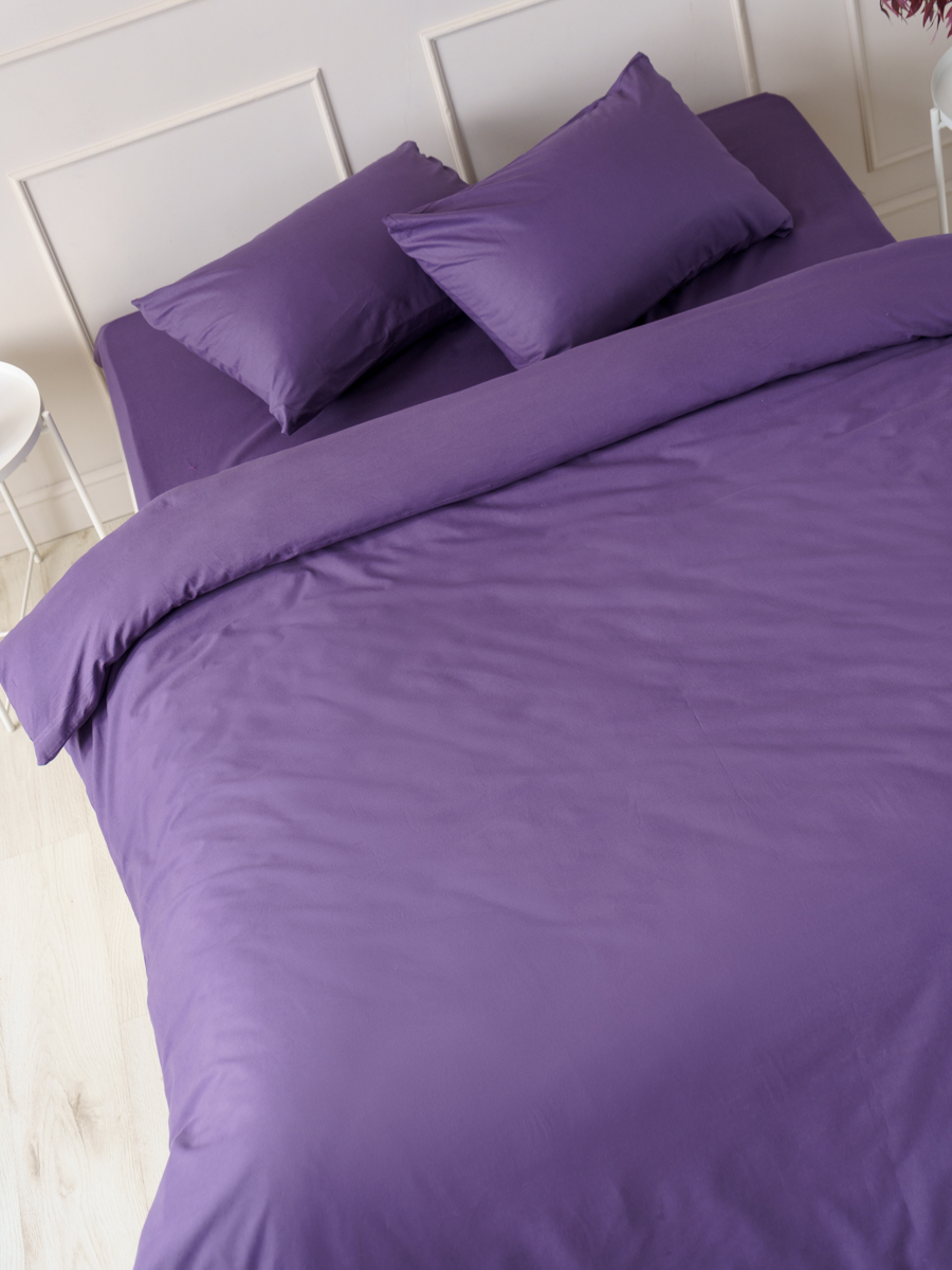 Комплект постельного белья IDEASON поплин 3 предмета 1.5 сп. фиолетовый - фото 8
