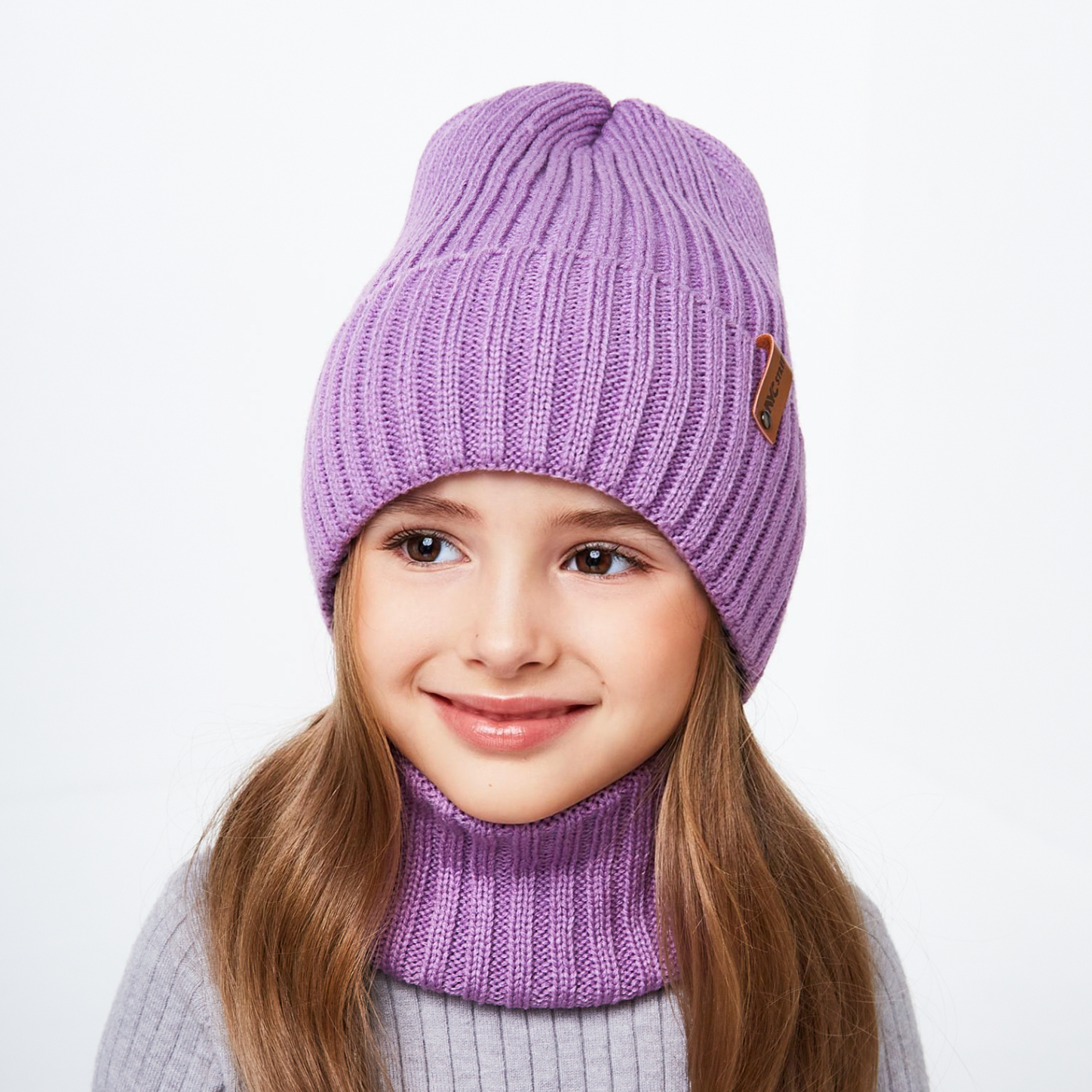 Шапка и снуд NYCkids NYC-H-104-GplainW-purp-5256 - фото 3