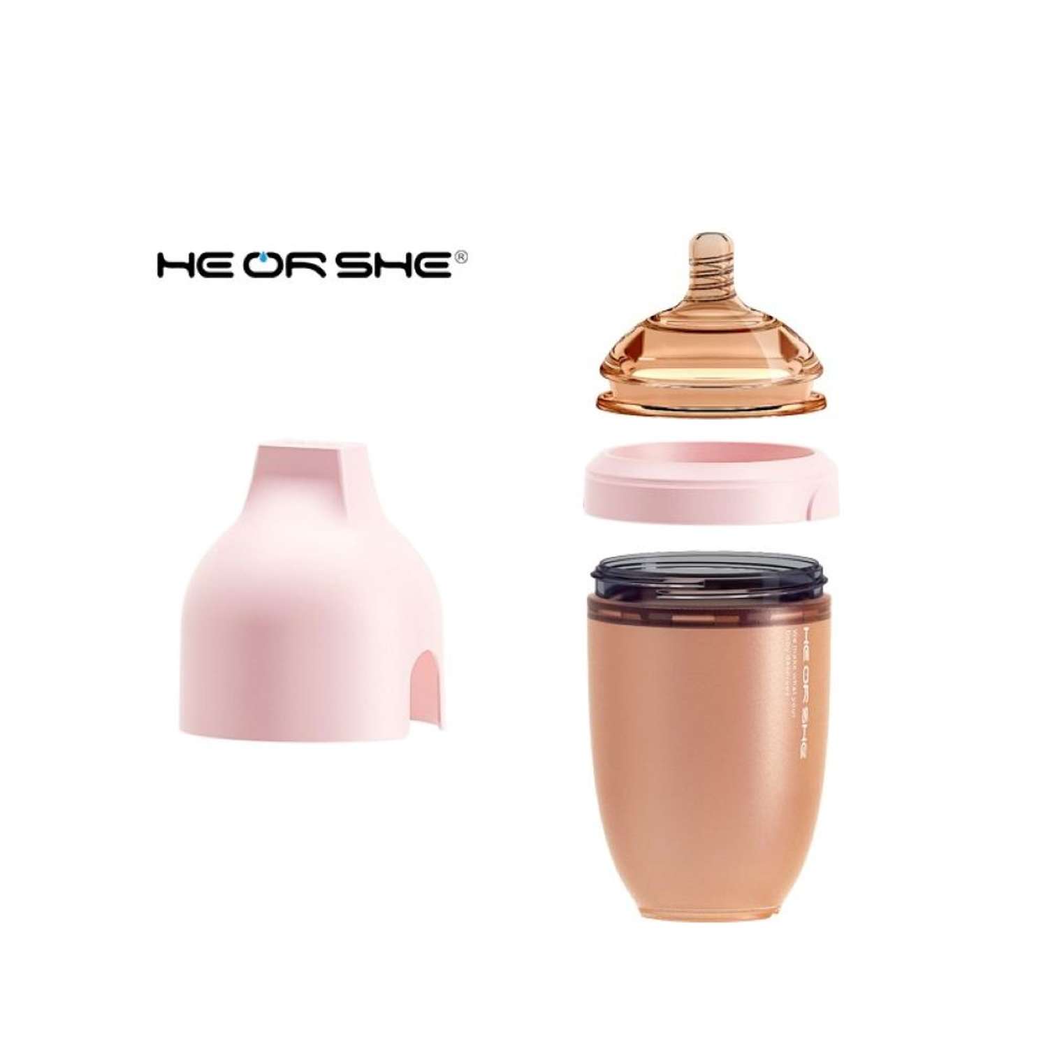 Бутылочка антиколиковая HEORSHE Ultra Wide Neck Baby Bottle от 6 месяцев 240 мл розовая - фото 2