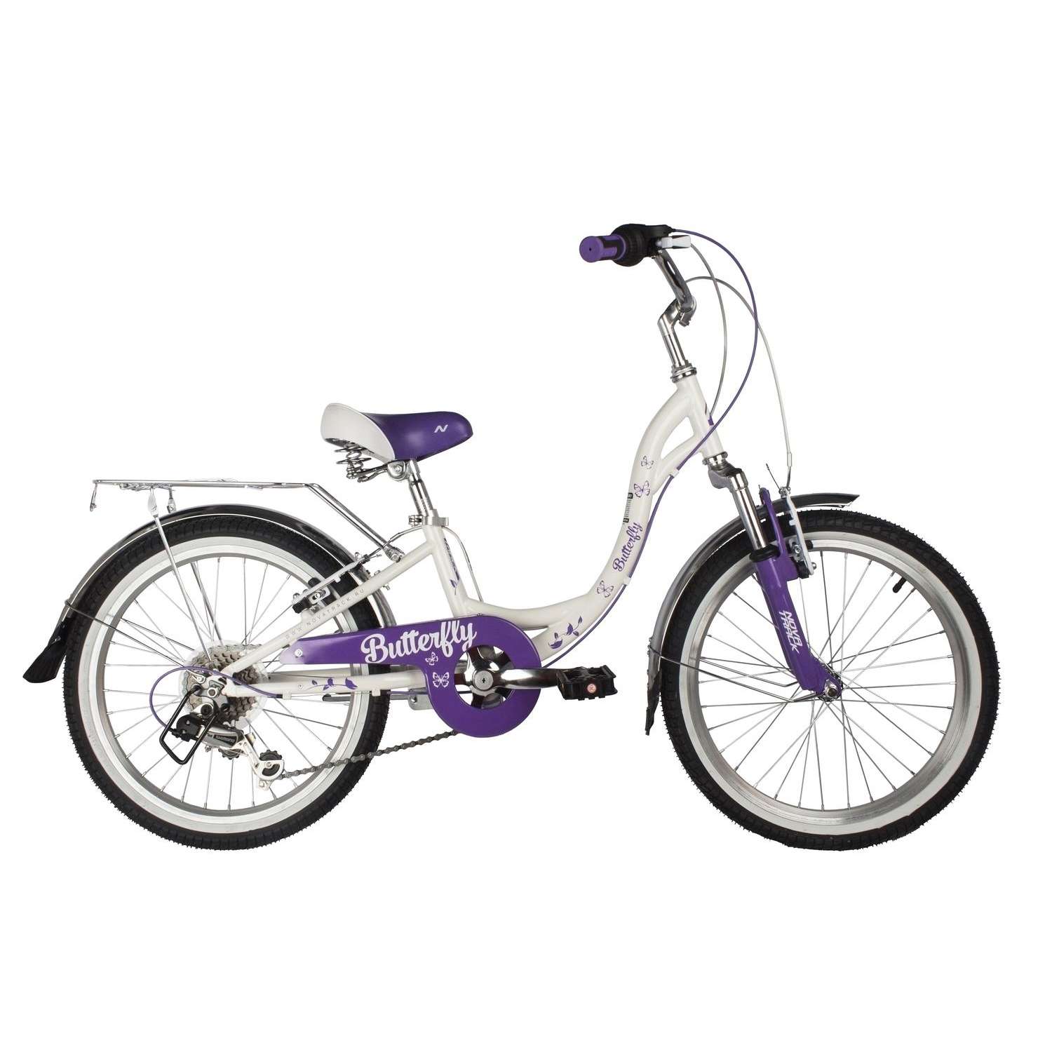 Велосипед NOVATRACK Butterfly 20 бело-фиолетовый - фото 1