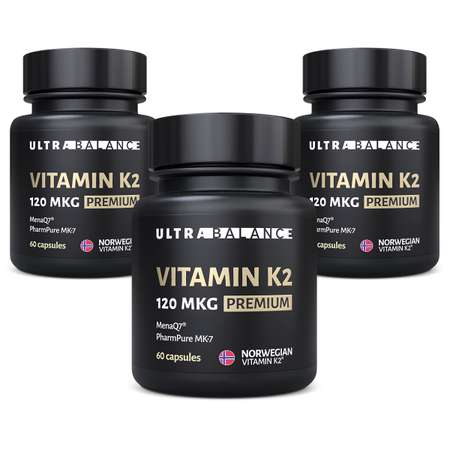 Витамин моно К2 МК-7 комплекс UltraBalance бад менахинон 7 120 mcg Premium 180 капсул