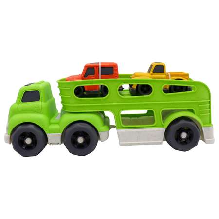 Игрушка Funky Toys Эко-машинка грузовик с 2 машинками Зеленый 30 см FT0416365