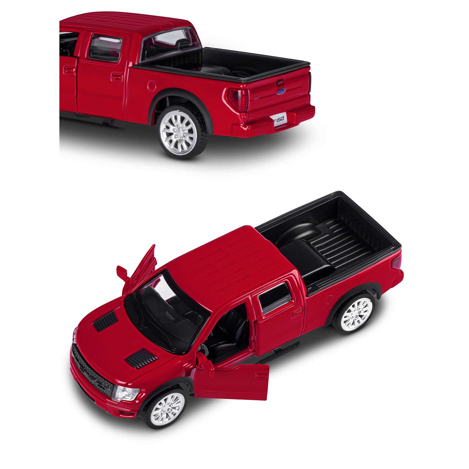 Машинка металлическая АВТОпанорама 1:52 Ford F-150 SVT Raptor-2 красный инерционная JB1251273 - фото 8