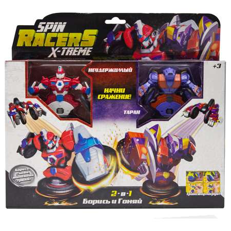 Набор игровой Spin Racers Волчки-трансформеры 2в1 Неудержимый и Таран с аксессуарами