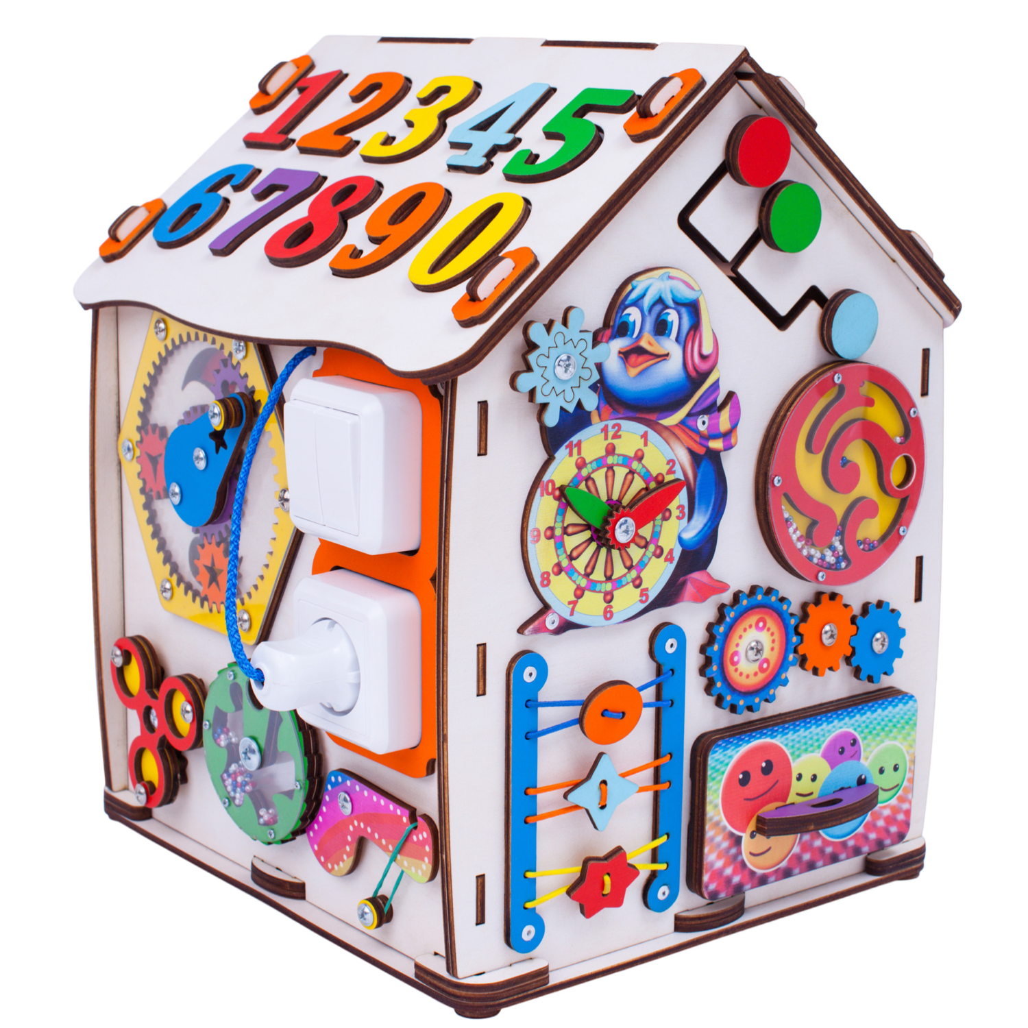 Бизиборд Jolly Kids развивающий домик со светом Азбука - фото 1