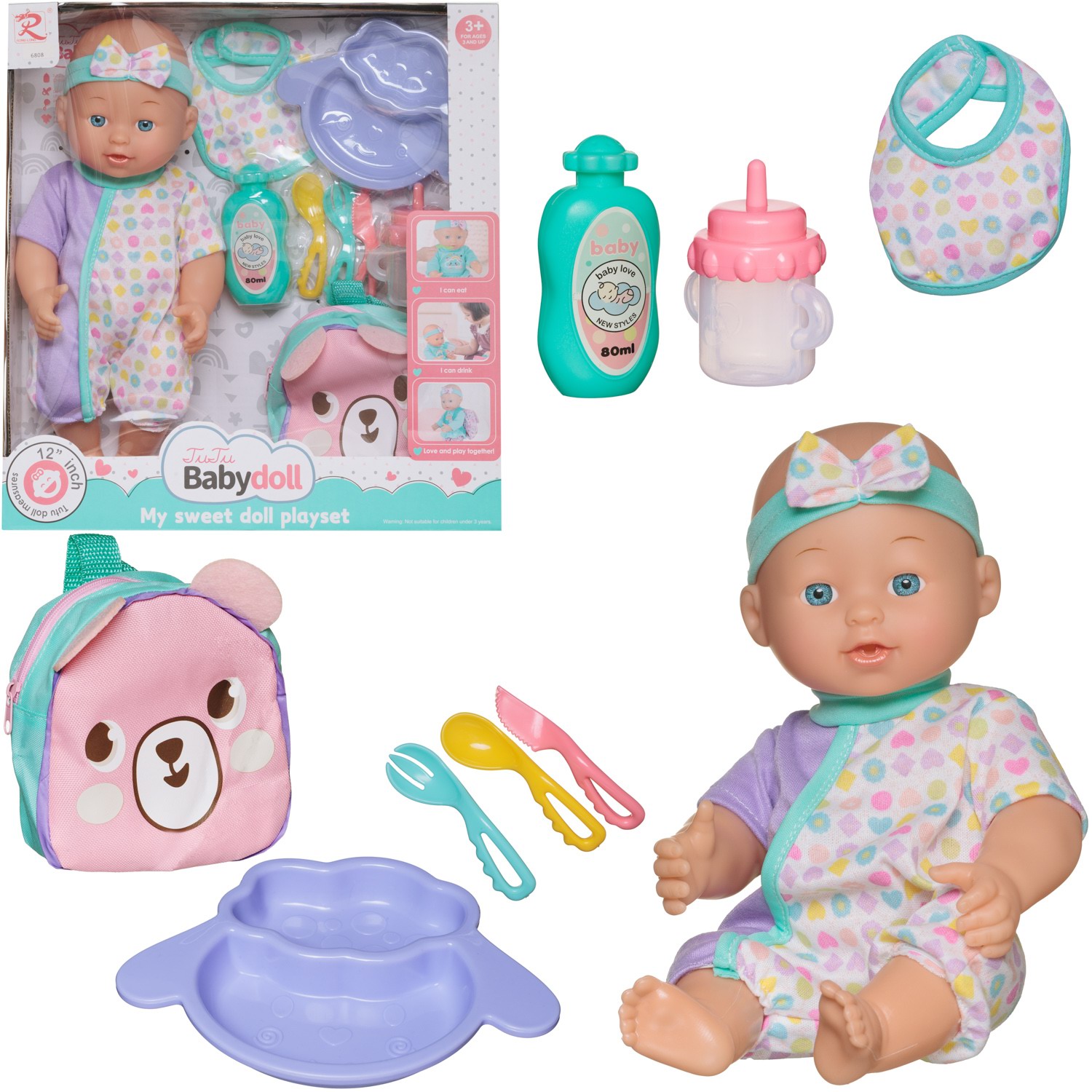 Игровой набор Junfa Пупс My Sweet Love playset 35 см c сумочкой Собачка и игровыми предметами WJ-36782 - фото 1