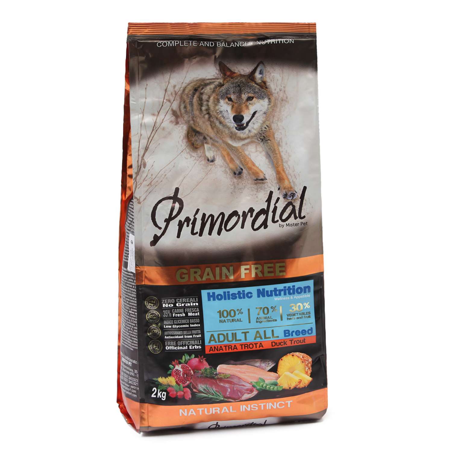 Корм для собак Primordial беззерновой форель-утка 2кг - фото 1
