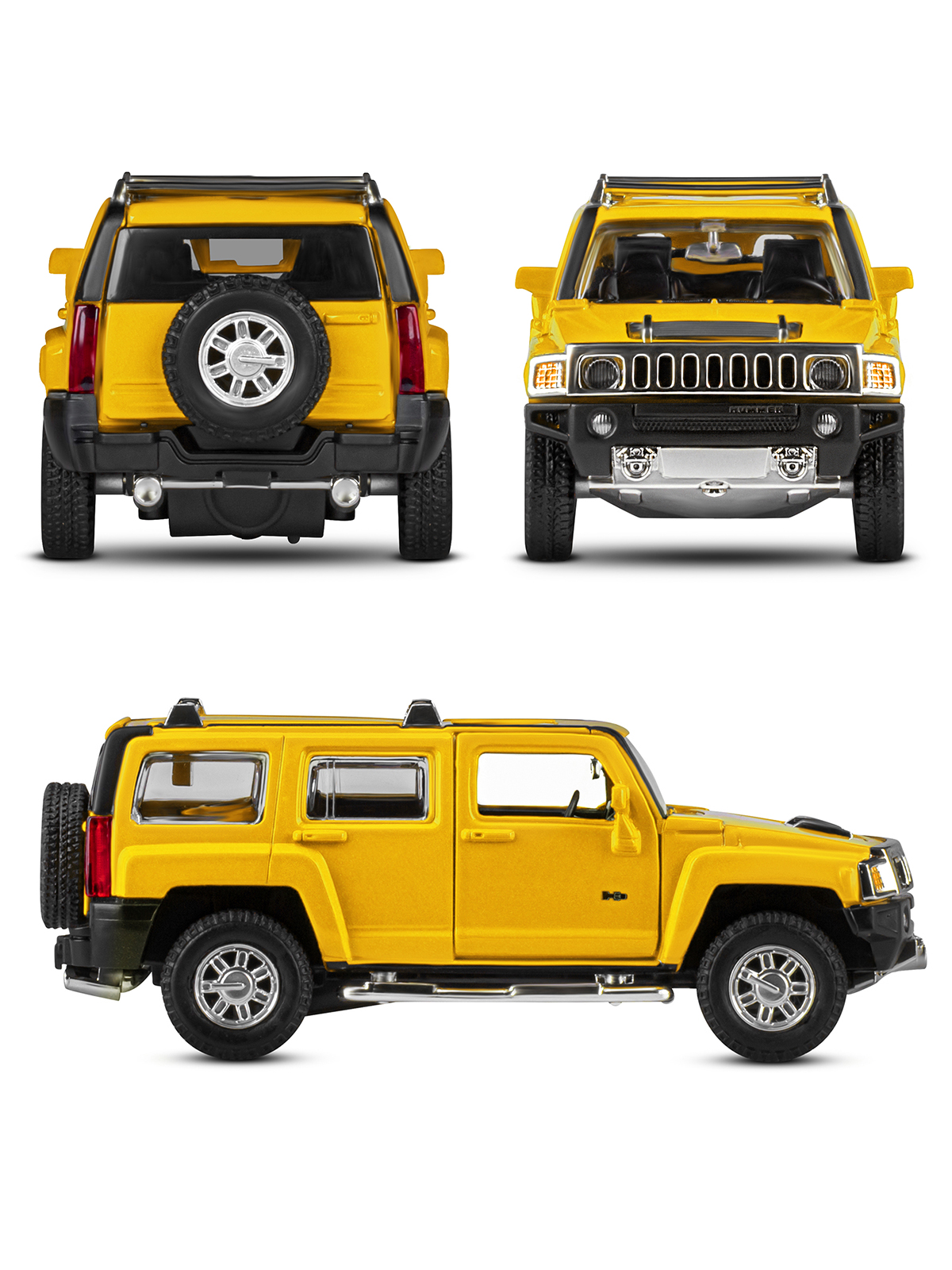 Внедорожник АВТОпанорама Hummer 1:32 инерционный желтый JB1251294 - фото 5