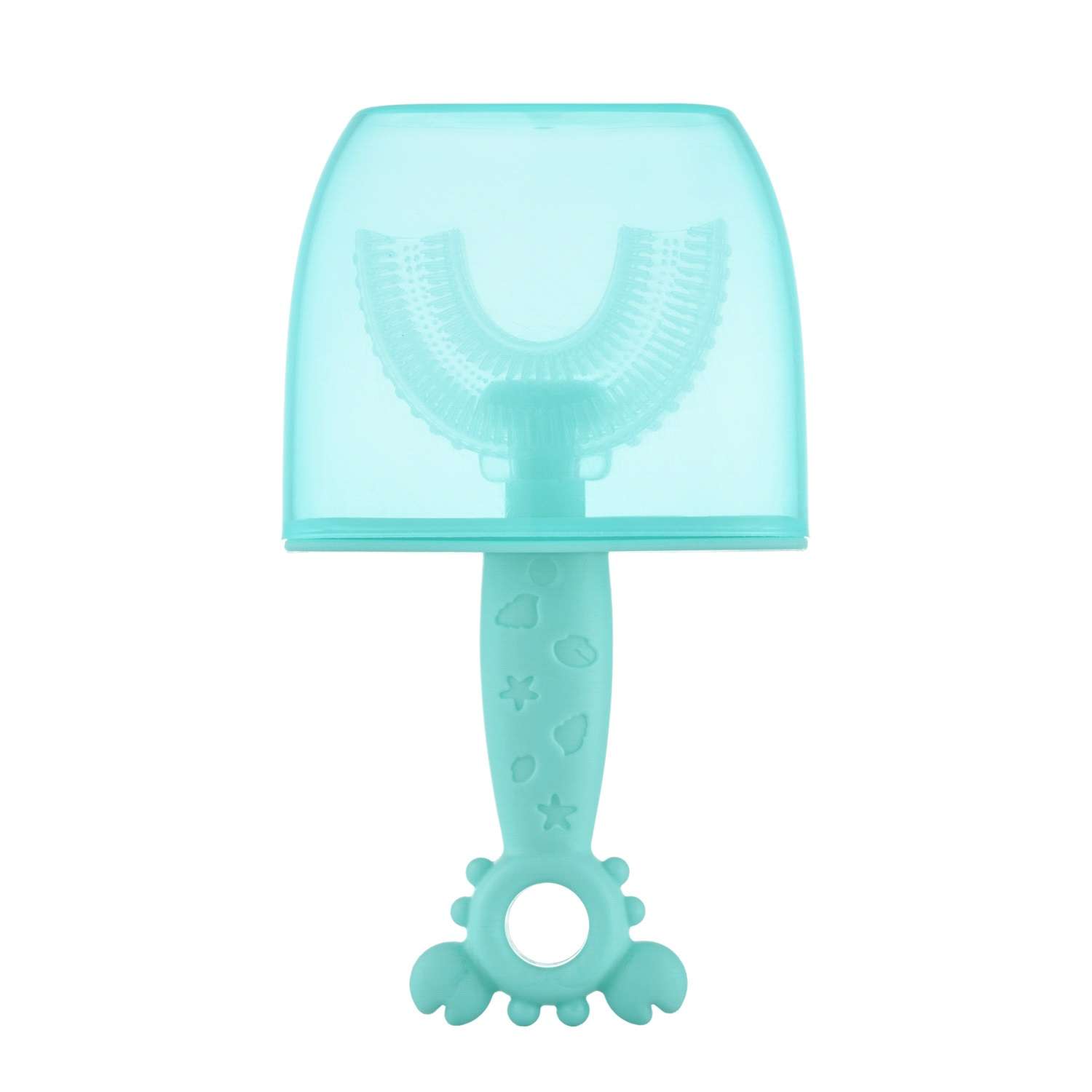 Зубная детская щетка Крабик ROXY-KIDS U-образная силиконовая с ограничителем цвет голубой - фото 2