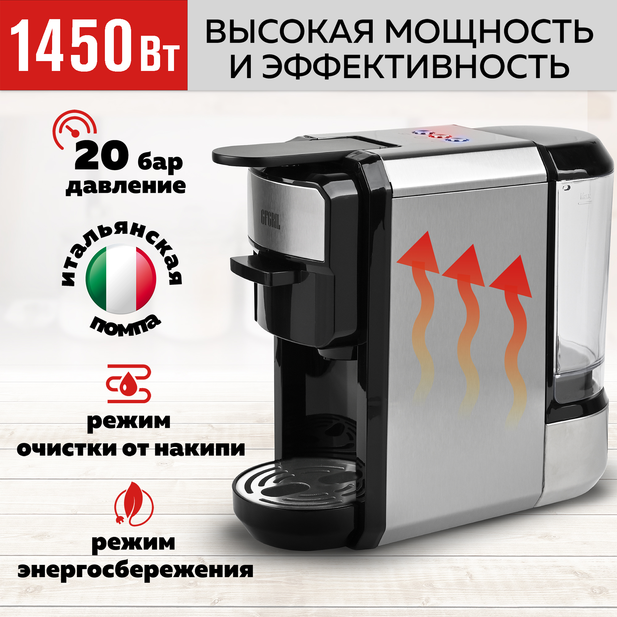 Кофеварка GFGRIL Мультикапсульная 3 в 1 GFC-C300 для молотого кофе и капсул  типа Nespresso и Dolce Gusto купить по цене 22158 ₽ в интернет-магазине  Детский мир