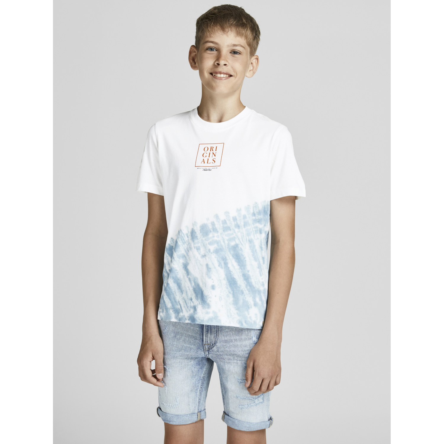 Футболка JACK AND JONES JUNIOR 12189322/Cloud Dancer/ENSIGNBLUE - фото 7