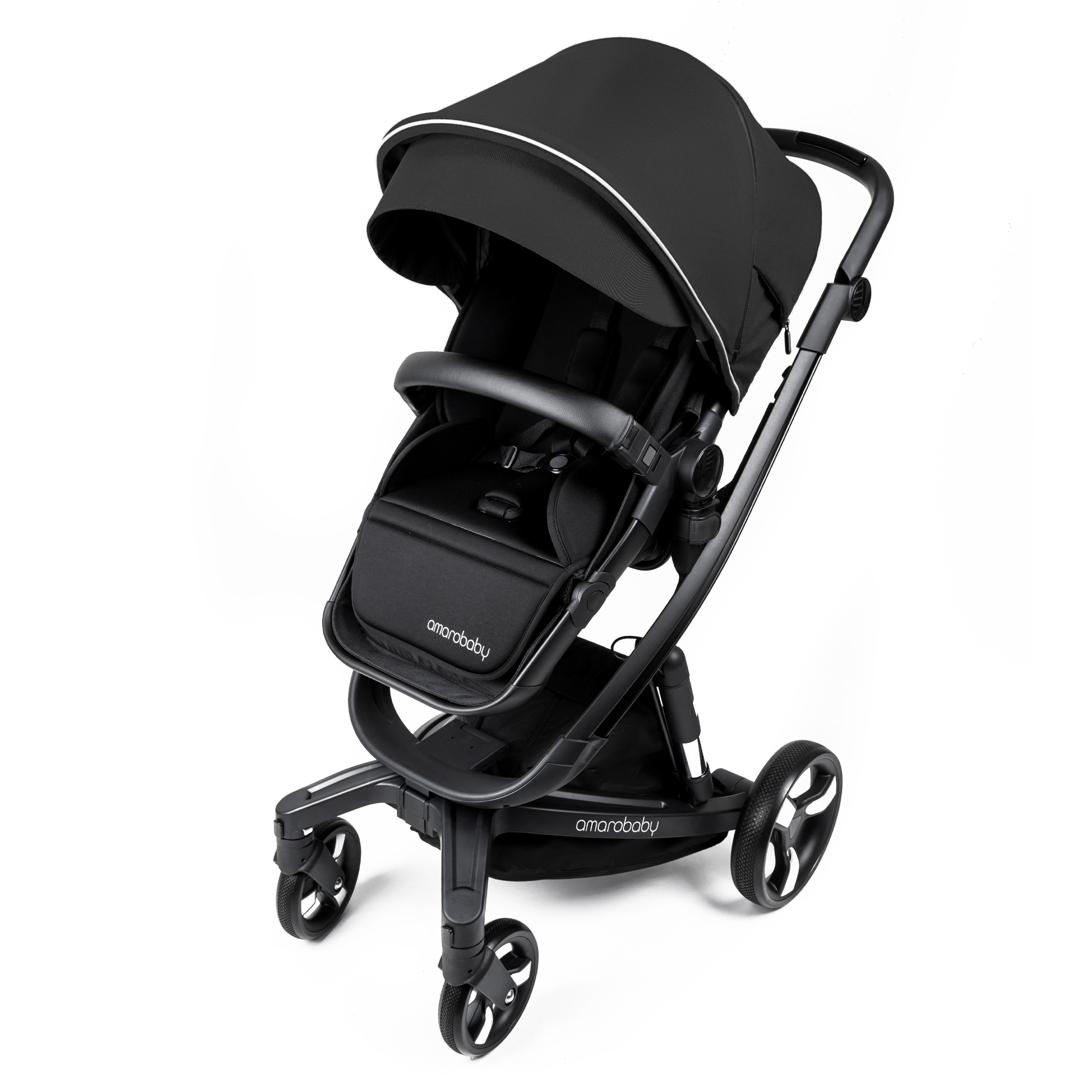 Коляска детская 2 в 1 AmaroBaby TUTUM с AUTO BRAKE черный - фото 29