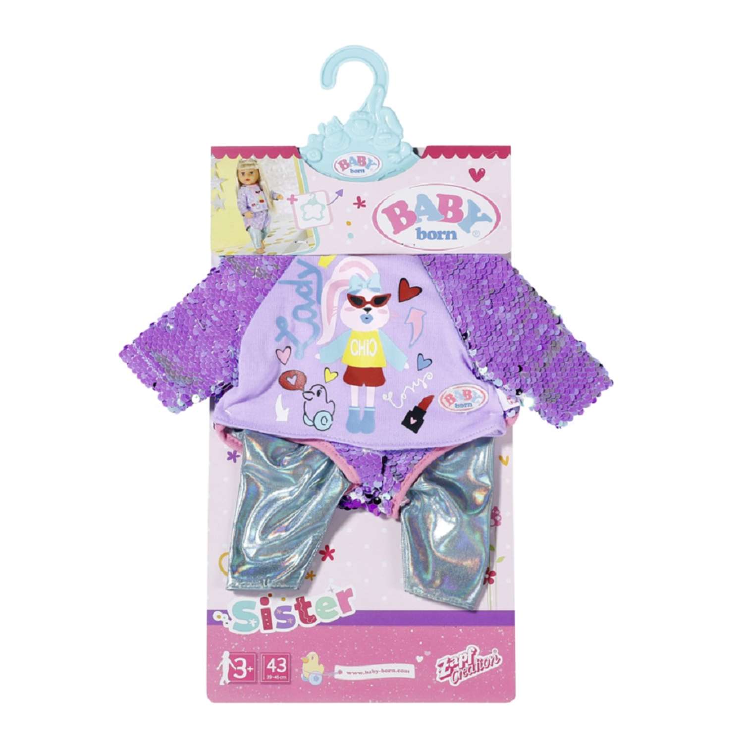 Игрушка Zapf Creation Модный наряд кофточка с шортиками на куклу 43 см 828-182T - фото 1