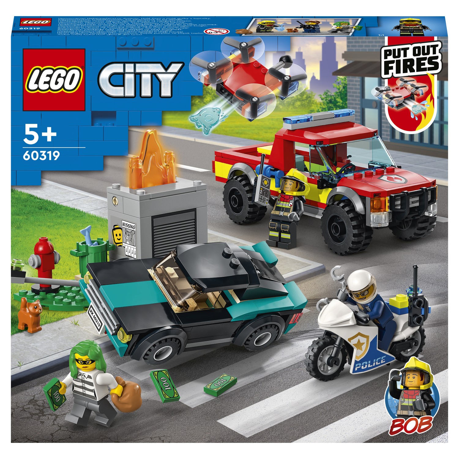 Конструктор LEGO City Fire Пожарная бригада и полицейская погоня 60319  купить по цене 2679 ₽ в интернет-магазине Детский мир