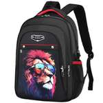 Рюкзак школьный Evoline Черный лев в очках 41 см спинка EVO-LION