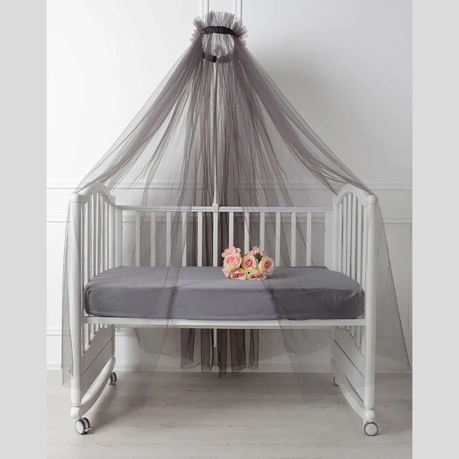Балдахин Тутси для детской кроватки 170*600 см серый - фото 1