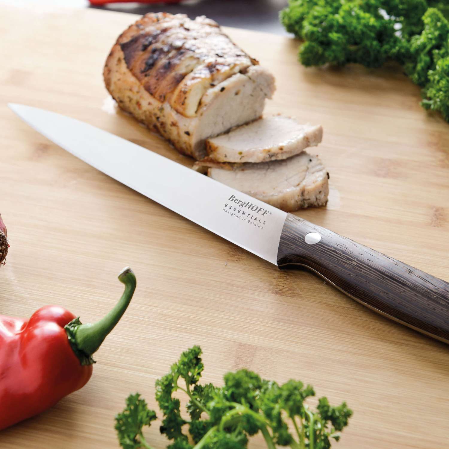 Нож для мяса BergHOFF 20см с рукоятью из темного дерева - фото 2
