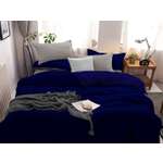 Комплект постельного белья PAVLine Манетти полисатин Евро темно-синий/серый S32