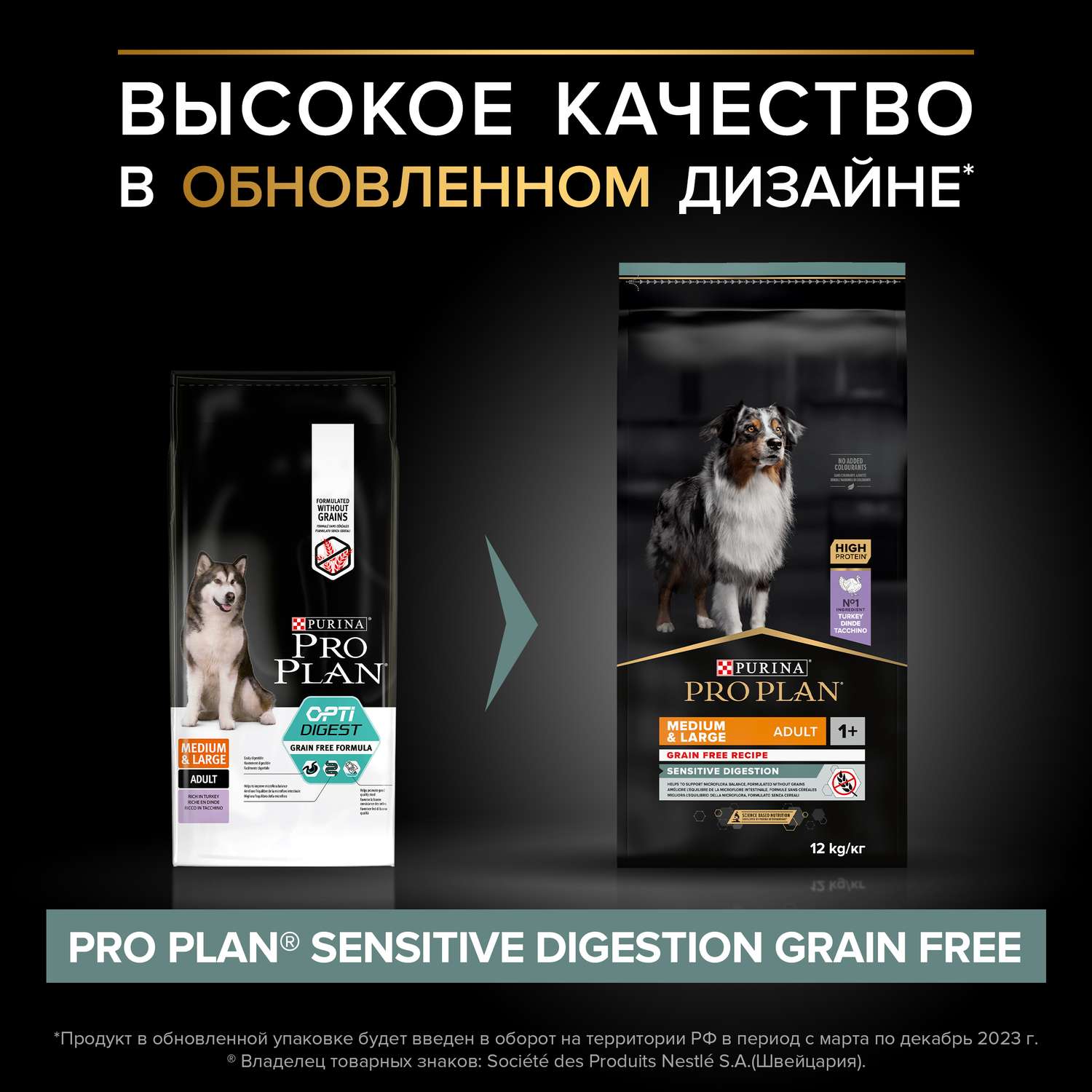 Корм для собак PRO PLAN средних пород с чувствительным пищеварением беззерновой индейка 12кг - фото 3