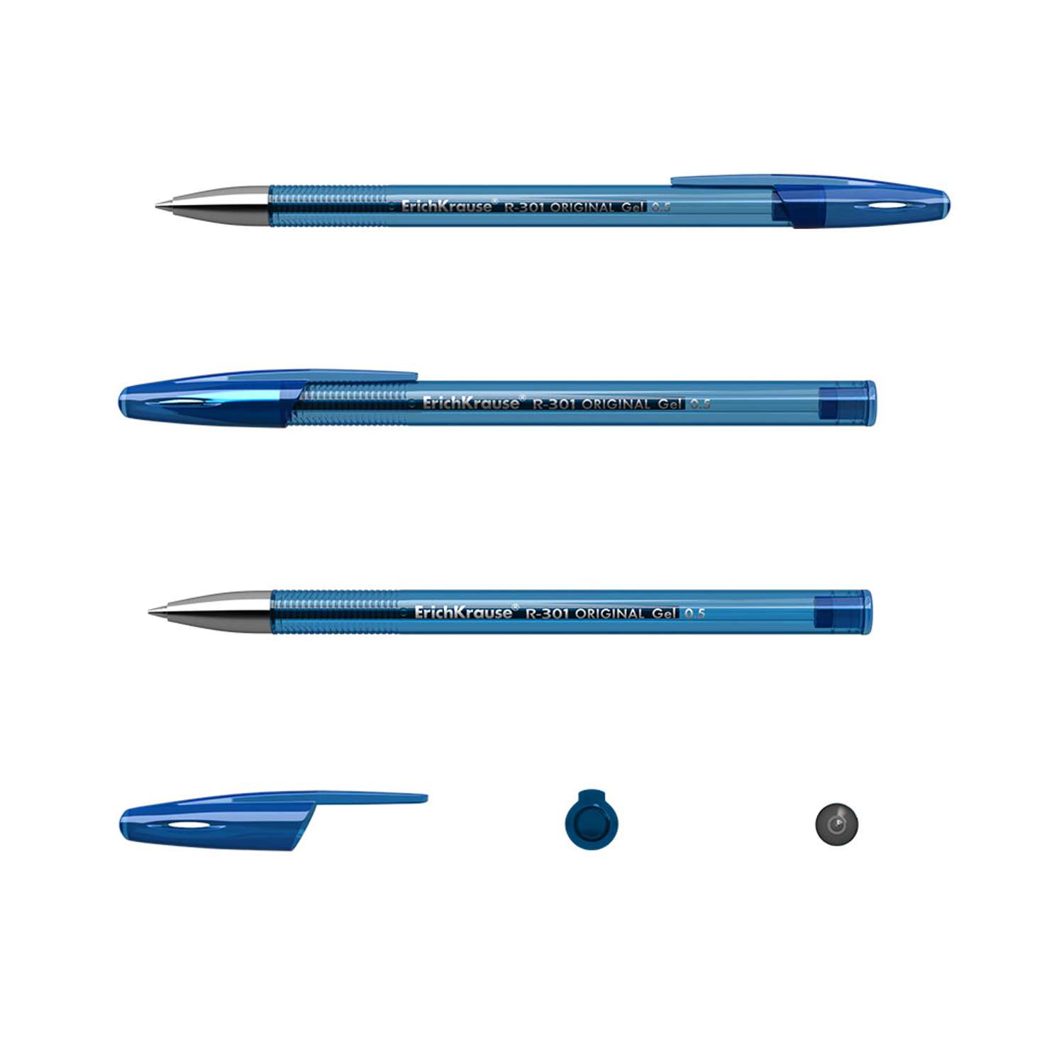 Ручка гелевая ErichKrause R 301 Original Gel Stick синий 4 шт - фото 2