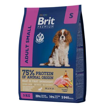 Корм для собак Brit 3кг Premium Dog Adult Small для мелких пород с курицей