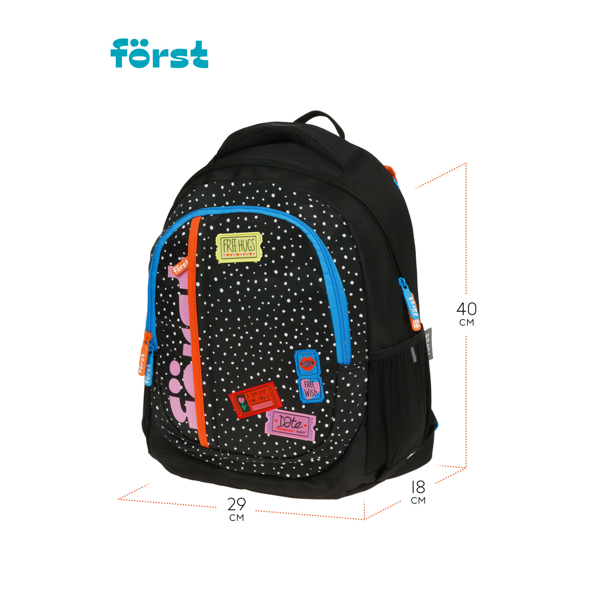 Рюкзак Forst F-Trend Dots style 40*29*18см 2 отделения 3 кармана эргономичная спинка - фото 3