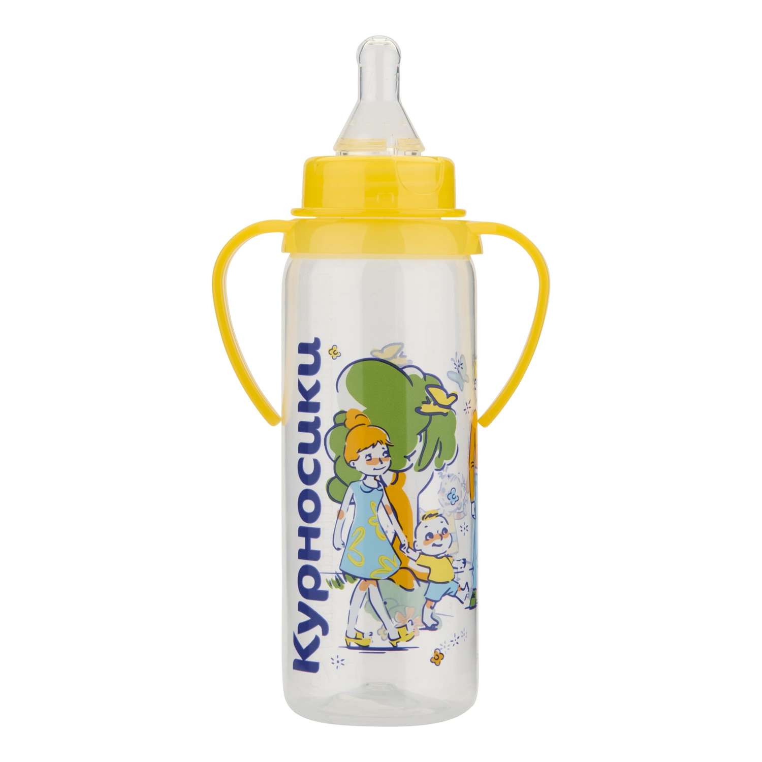 Бутылочка Курносики с ручками с силиконовой соской молочной 250 мл в ассортименте - фото 2