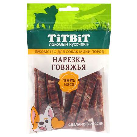 Лакомство для собак Tiibit 70г для мини пород нарезка говяжья