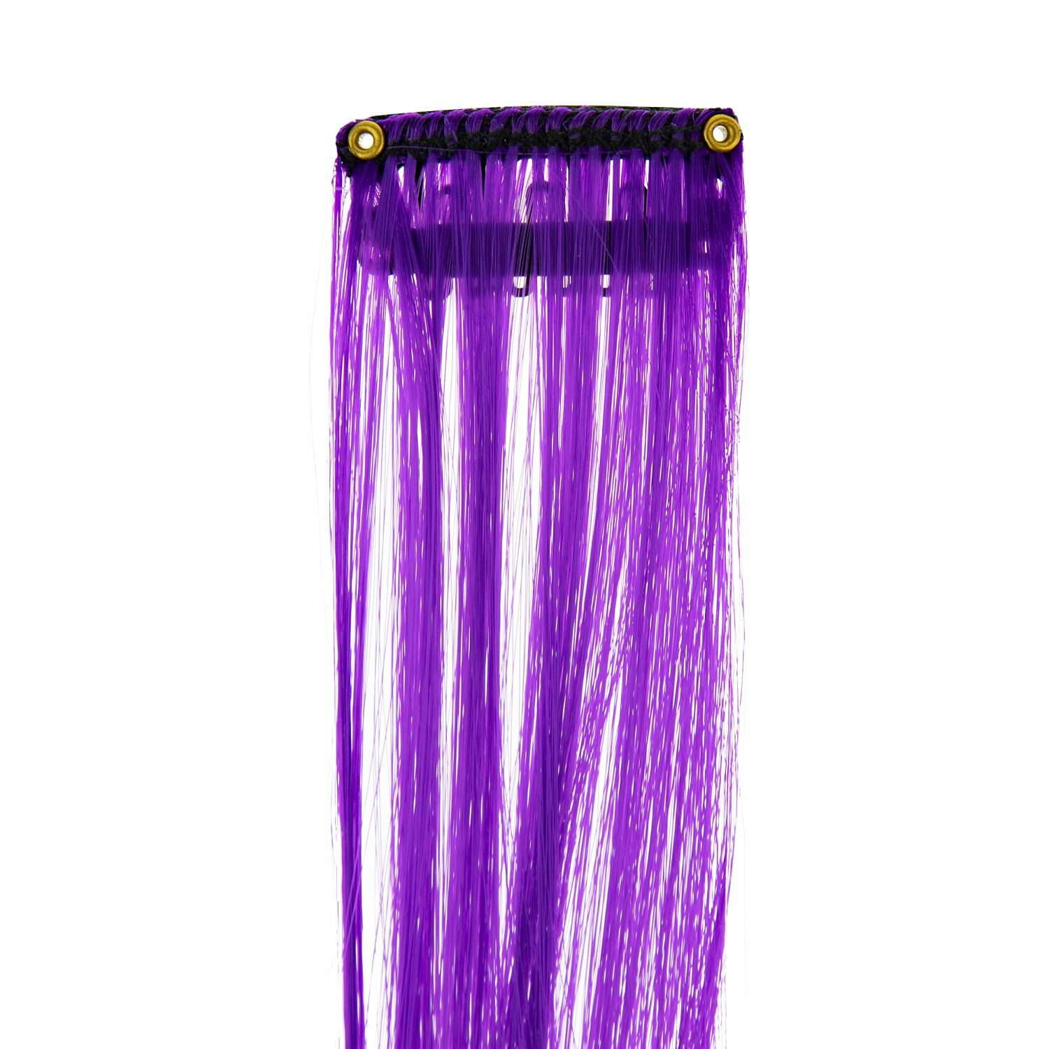Цветные пряди для волос Lukky Fashion на заколках искусственные детские фиолетовые 55 см аксессуары для девочек - фото 7
